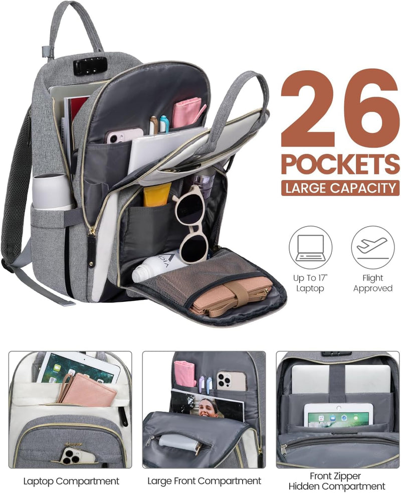 LOVEVOOK Rucksack Damen Gross, Laptop Rucksack 17 Zoll mit Laptopfach, Shulrucksack Mädchen Teenager