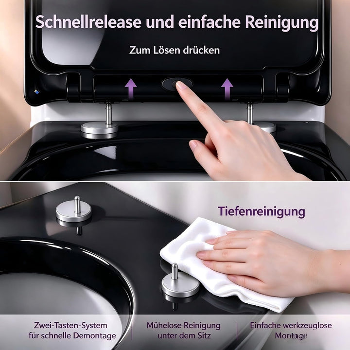 WC Sitz D Form,Toilettendeckel mit Absenkautomatik, Klodeckel, Klobrille