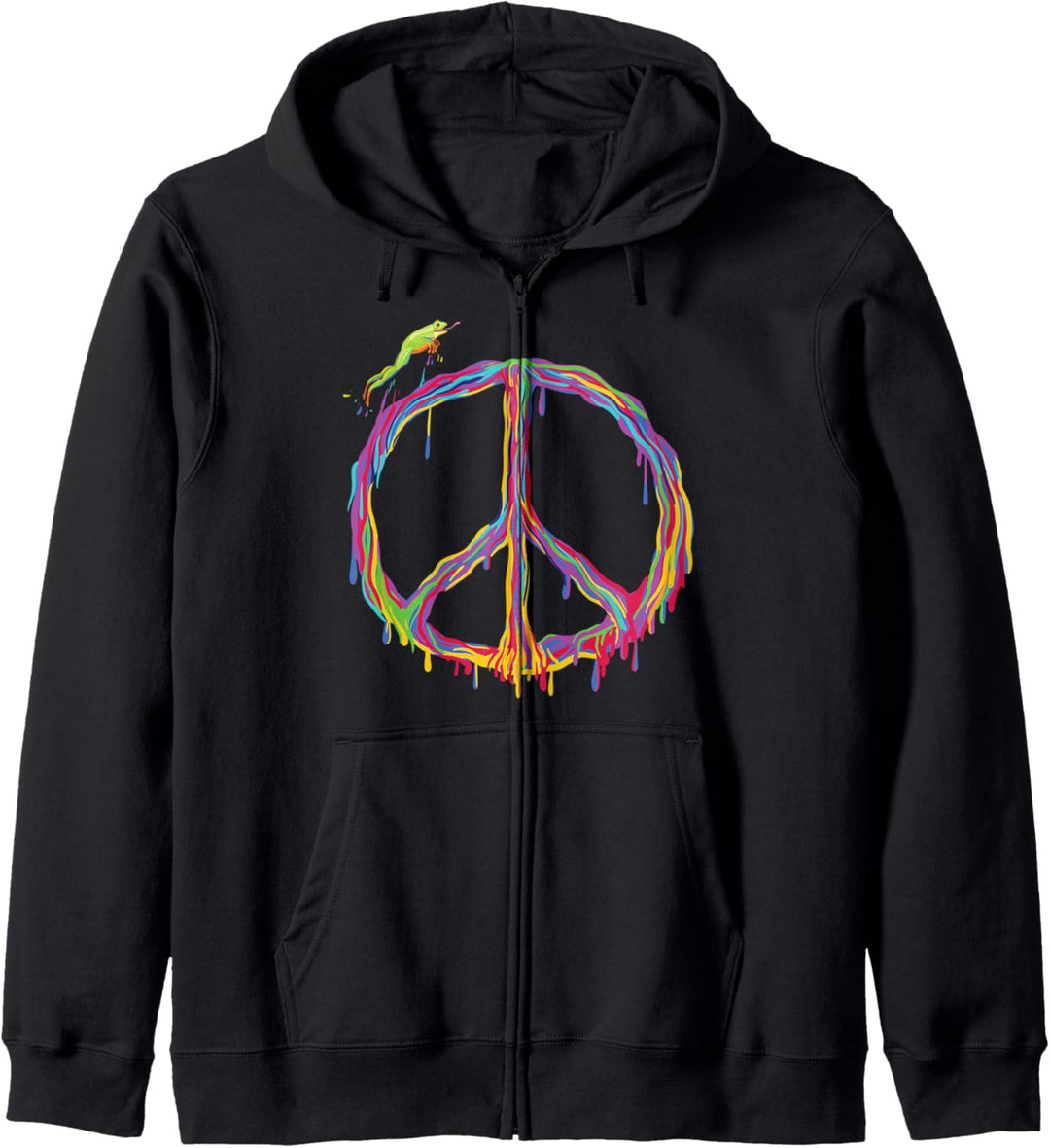 Friedenszeichen Hippie Retro Frosch Natur Farbe tropft Desig Kapuzenjacke
