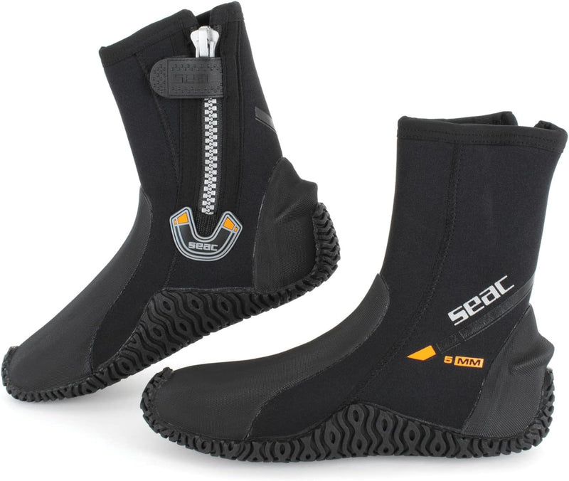 Seac Basic HD, 5 mm Neoprene Diving Boots with Side Zip and semi-Rigid Sole 3X-Large Schwarz, 3X-Lar