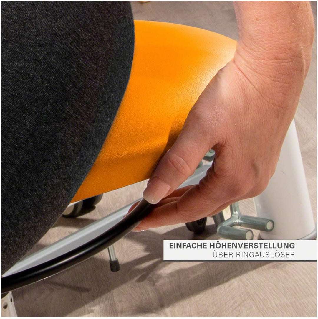 Sport-Tec Therapiehocker Exklusiv mit Polster und Rollen, Praxishocker, Rollhocker Mango, Mango