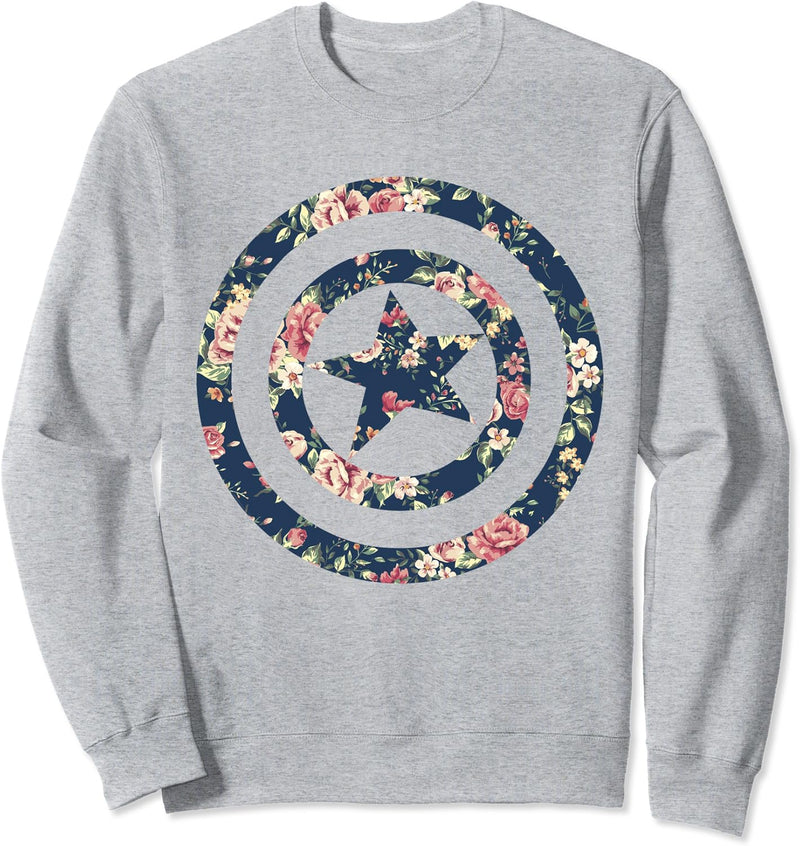 Marvel Comics Captain America Avenger Floral Shield Sweatshirt