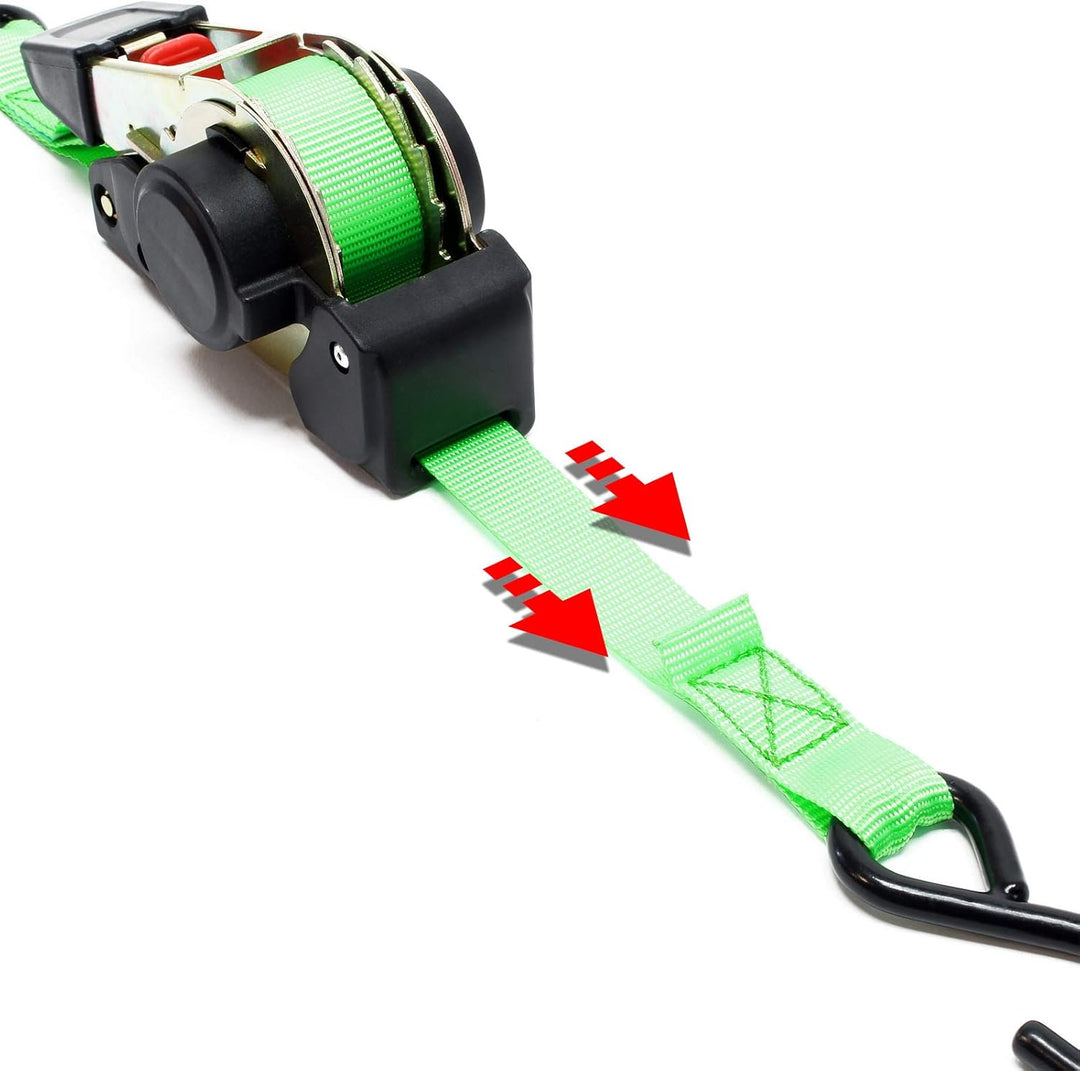 Wiltec Automatik Zurrgurt 320 daN Zuglast 3 m x 25mm PES Spanngurt mit S-Haken selbstaufrollend 3m x