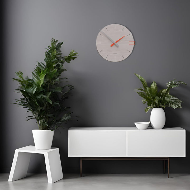 CalleaDesign - Wanduhr Mike 42x42 [Brise Eiche, Orange, Aluminium], Brise Eiche