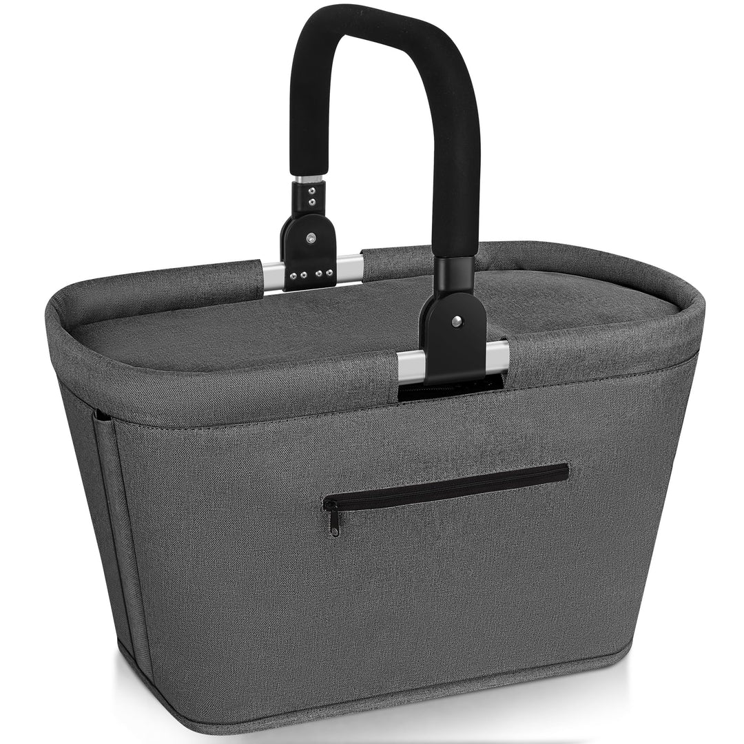 35L Kühltasche Einkaufskorb Faltbar mit 2 Stützstangen, Grosse Isolierte Kühlkorb mit Aluminium Grif