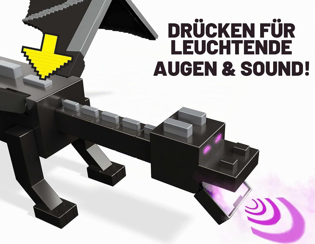 Minecraft GYR76 - Enderdrache, 50 cm gross, und Steve-Figur mit Farbwechseleffekt, Spielzeug ab 6 Ja