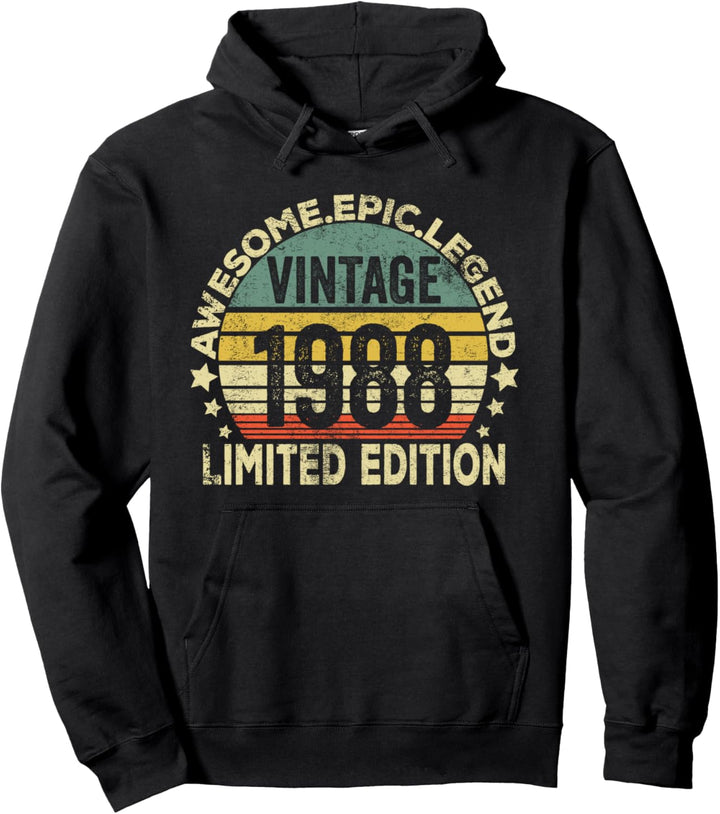 33 Year Old Legendary Retro Vintage Awesome Birthday 1988 Pullover Hoodie