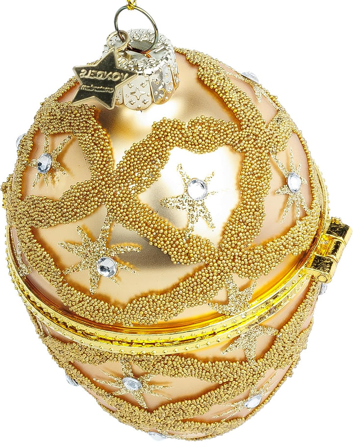 SIKORA Goldenes Tresor Ei besondere Weihnachtskugel Glas Christbaumschmuck Deko Figur Weihnachten An