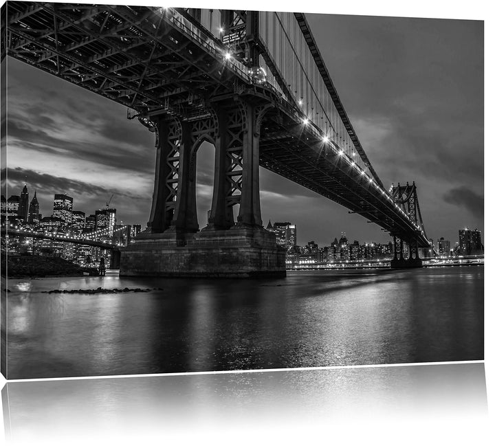 Pixxprint Manhatten Brücke New York / 100x70cm Leinwandbild bespannt auf Holzrahmen/Wandbild Kunstdr