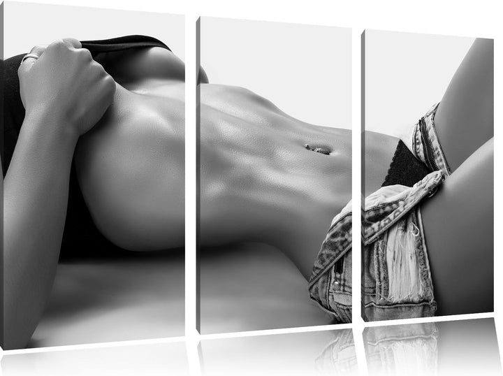 Pixxprint Sexy Frau mit schönem Körper als Leinwandbild/Grösse: 3 Teilig (120x80 cm) cm/Wandbild/Kun