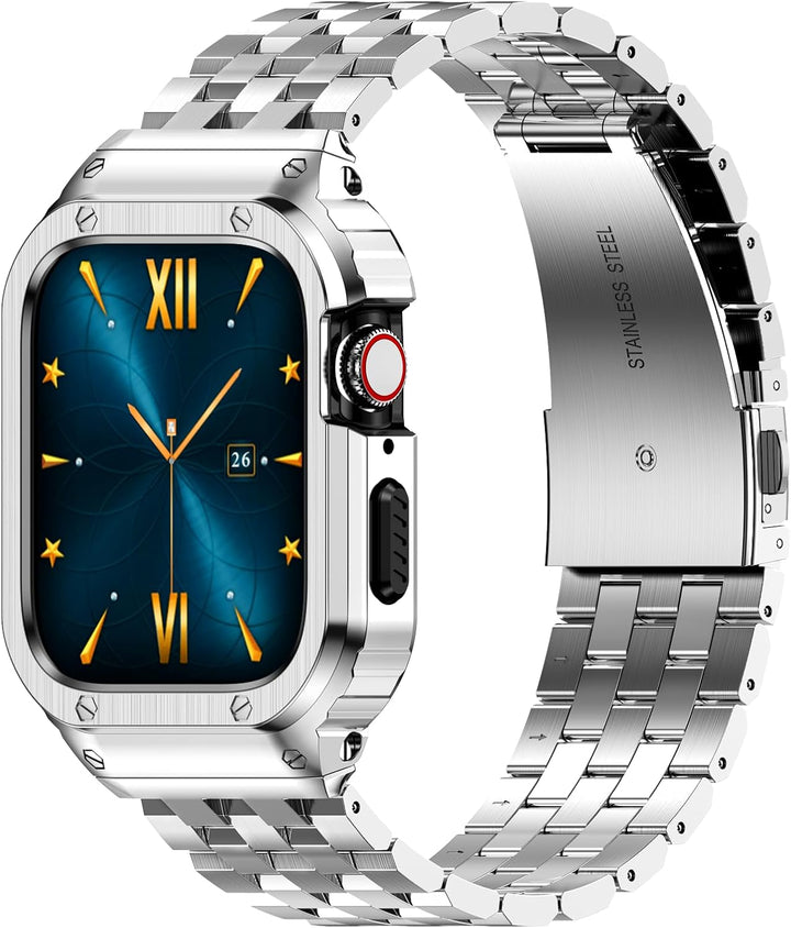 HASLFM Apple Watch Armbänder Kompatibel für iWatch Serie 6/5/4/SE/3/2/1(44mm/42mm), Edelstahl Apple