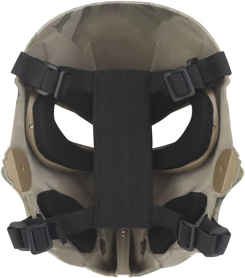 Für Outdoor-Sport, CS Cosplay, verstellbar, Vollgesichtsschutz, Airsoft-Schädelmaske mit Brille, Stu