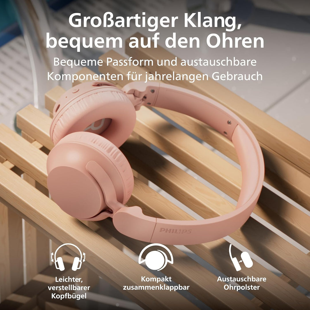 Philips TAH4000 ohraufliegender kabelloser Kopfhörer mit bis zu 70h Wiedergabedauer, dynamischem Bas