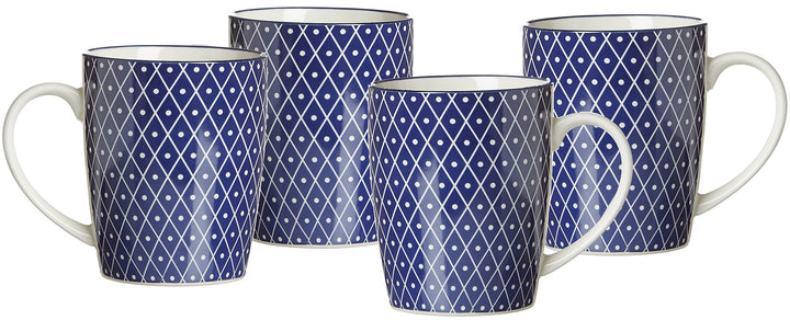 Ritzenhoff & Breker Kaffeebecher-Set Royal Reiko, 4-teilig, 350 ml, Porzellangeschirr, Blau-Weiss Re