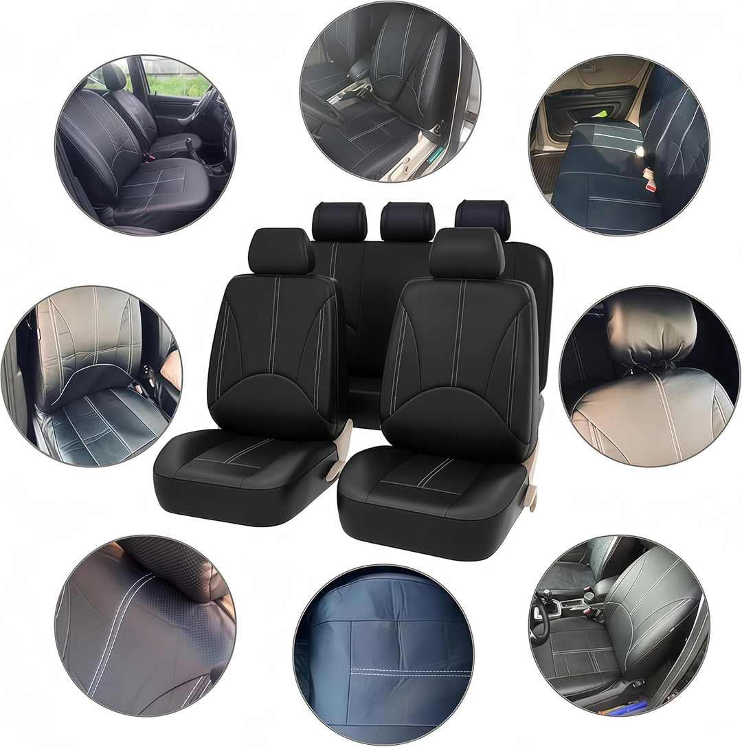AUTO HIGH Auto-Sitzbezüge Set Universal - Schwarz Auto-Schonbezüge für die Vordersitze & Rückbank mi