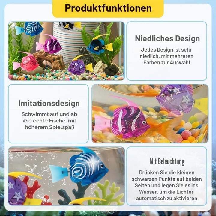 6 Stück Robo Fisch Katze Spielzeug, Elektronischer Haustier Fisch, RoboterFisch mit Leuchtende, Batt