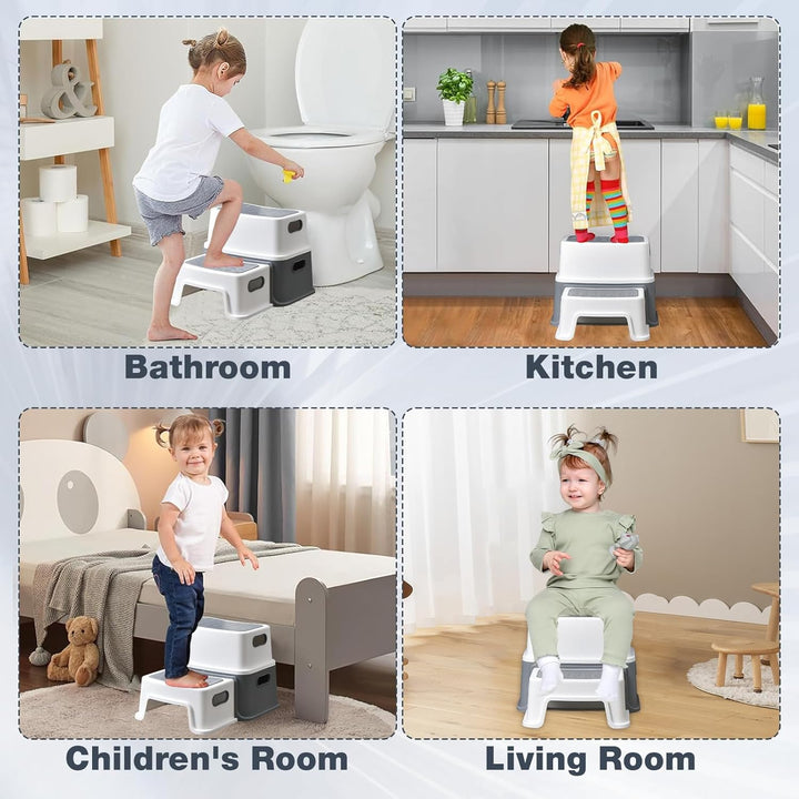 UCAMP Tritthocker für Kinder 2 Stufen - Robuster Hocker für Badezimmer, Waschbecken und Toilette - A