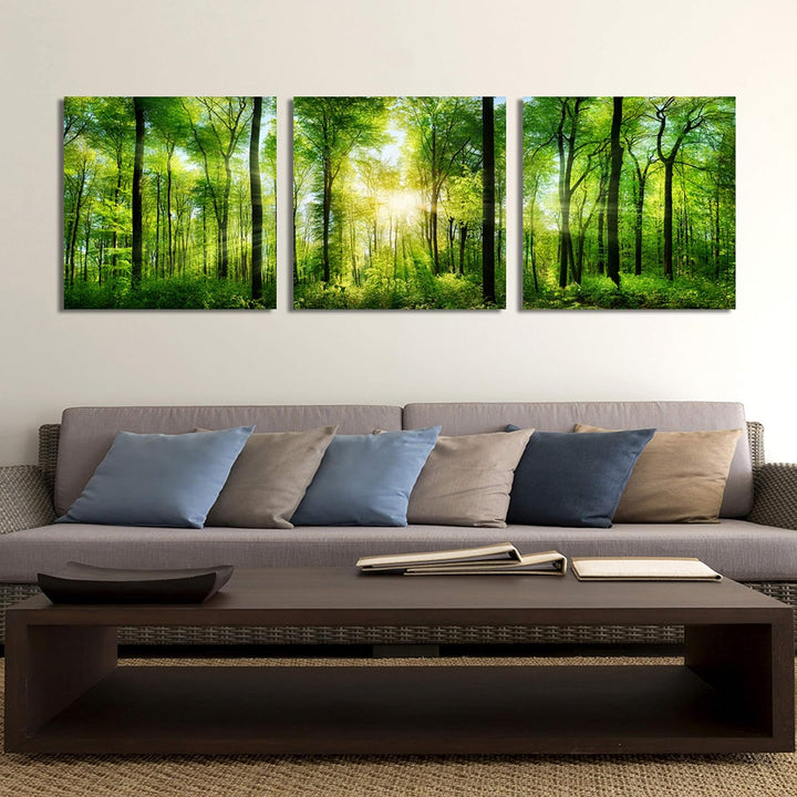 Feeby Bilder 3 Teile Wald Bäume 150x50 cm Wohnzimmer Schlafzimmer Büro Flur Küche Wandbilder Modern