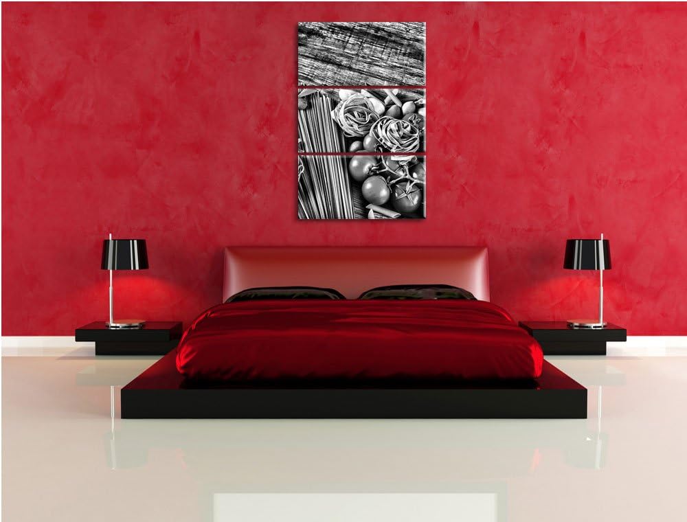 Pixxprint Pasta Italia Gewürzen als Leinwandbild/Grösse: 3 Teilig (120x80 cm) cm/Wandbild/Kunstdruck