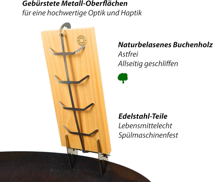 Flammlachsbretter mit Stabiler Edelstahl-Halterung - Grillzubehör für Feuerschalen und Kugelgrill (2