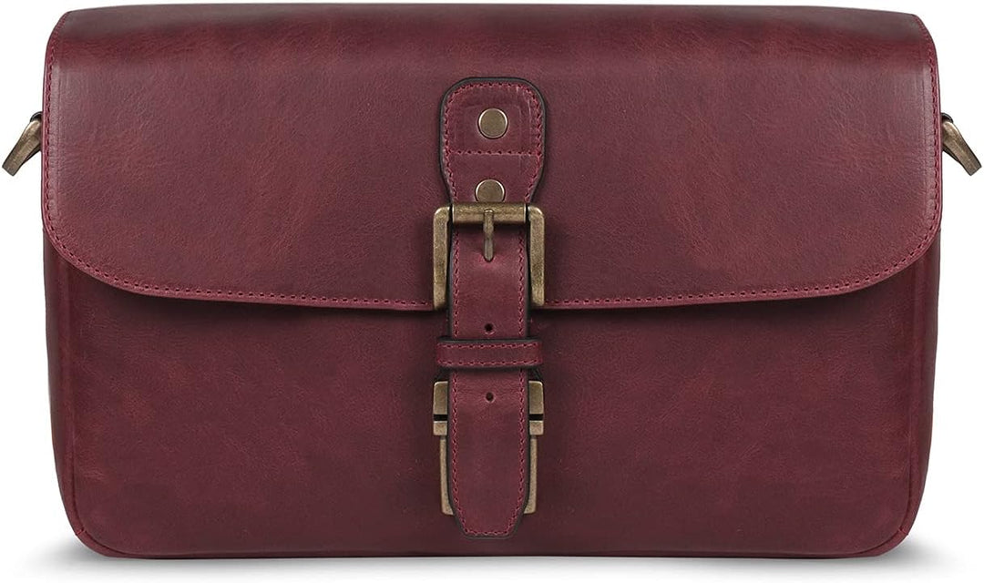 MegaGear MG1703 Torres Umhängetasche für Spiegel-, Sofort- und DSLR-Kameras, echtes Leder, Kastanien