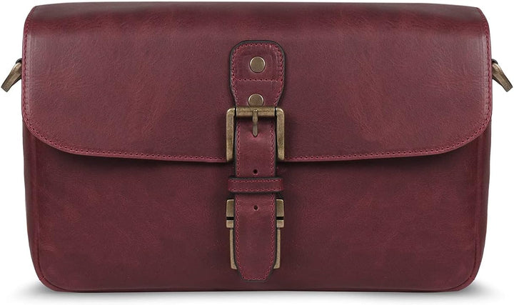 MegaGear MG1703 Torres Umhängetasche für Spiegel-, Sofort- und DSLR-Kameras, echtes Leder, Kastanien