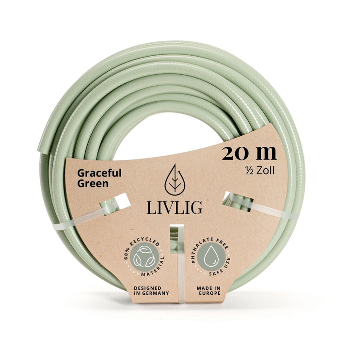 Livlig53 Gartenschlauch 1/2 Zoll, 20m: Wasserschlauch Made in Germany, Recycling-Material, formstabi