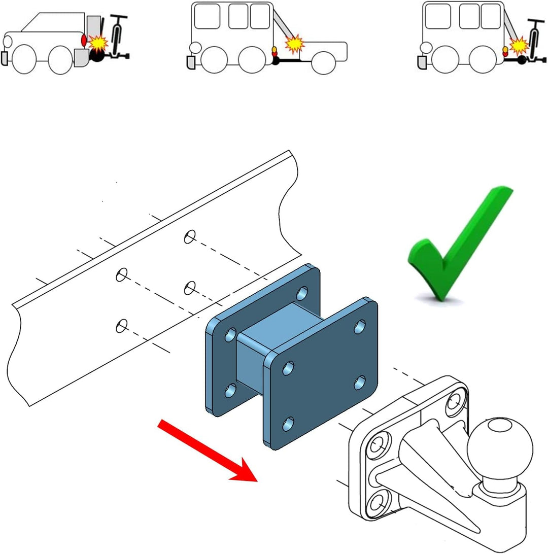 XIMPLIO Anhängerkupplung Verlängerung 100 mm Hakenverlängerung Adapter für AHK-Anschraubplatte Flans