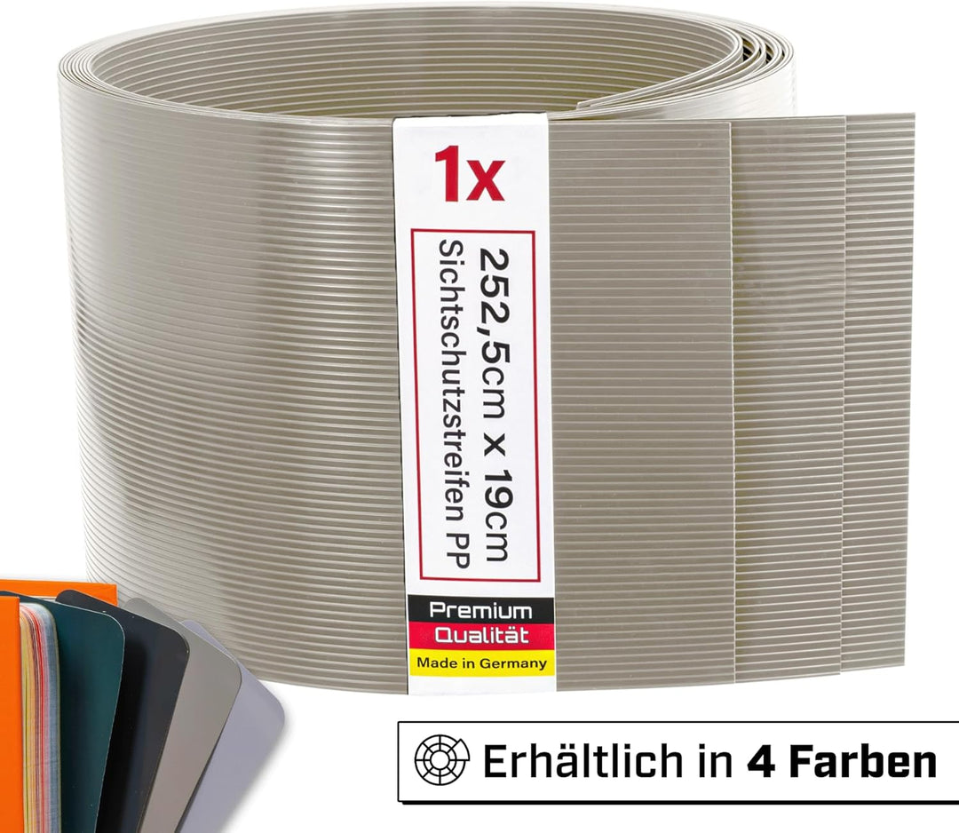 Zaunrebell - Sichtschutzstreifen aus PP - 252x19 cm für Doppelstabmattenzaun, Gittermattenzaun - Mad