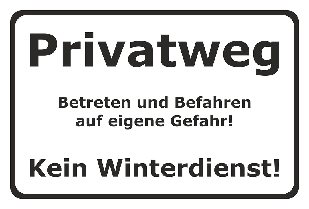 Melis Folienwerkstatt Schild Privatweg Kein Winterdienst - 60x40cm - Bohrlöcher - 3mm Aluverbund – 2