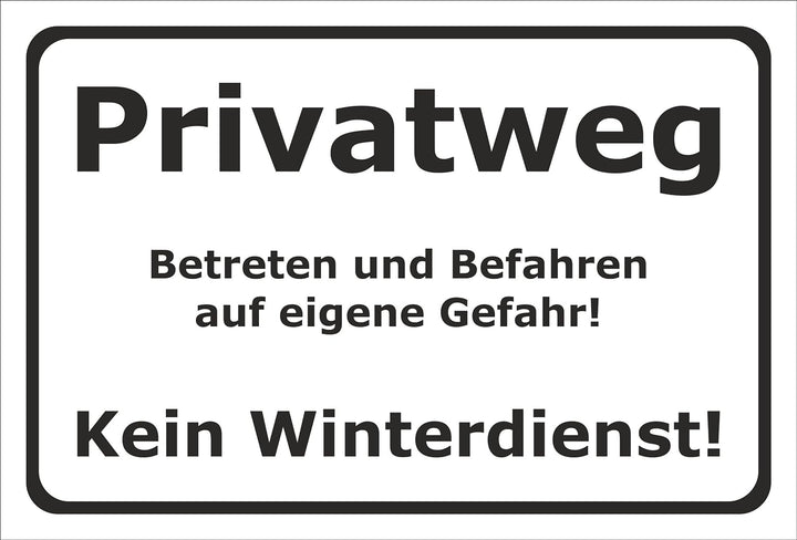 Melis Folienwerkstatt Schild Privatweg Kein Winterdienst - 60x40cm - Bohrlöcher - 3mm Aluverbund – 2