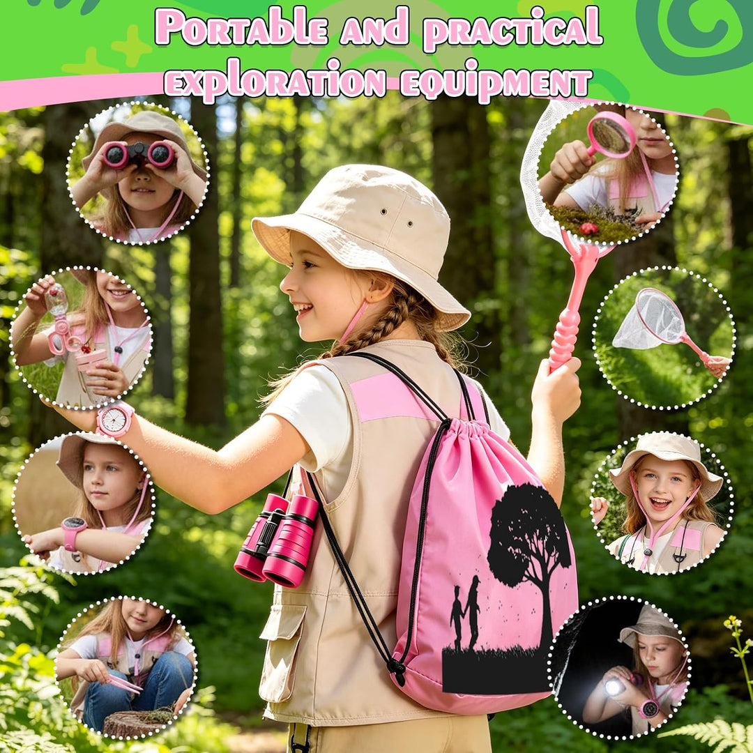 Xerteam Forscherset für Kinder, 11Pcs Safari Kostüm mit Entdeckerhut Weste Fernglas Kinder Schmetter