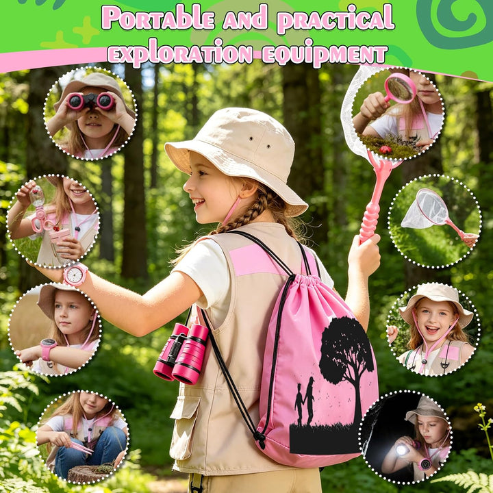 Xerteam Forscherset für Kinder, 11Pcs Safari Kostüm mit Entdeckerhut Weste Fernglas Kinder Schmetter