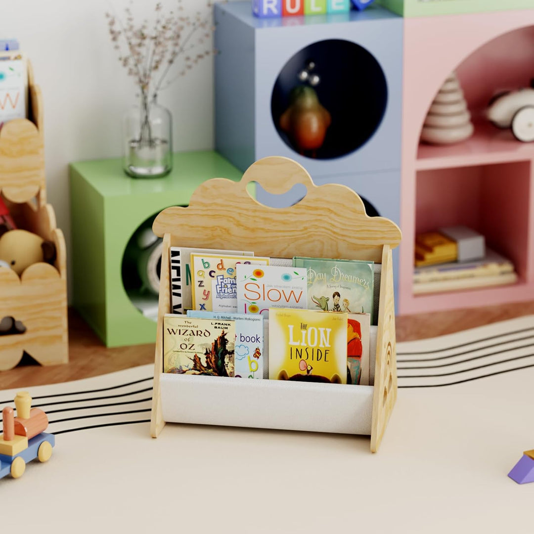 Kinder Bücherregal Holz, Montessori Bücherregal Kinder, Bücherkiste Kinder für Leseecke, Babyzimmer,