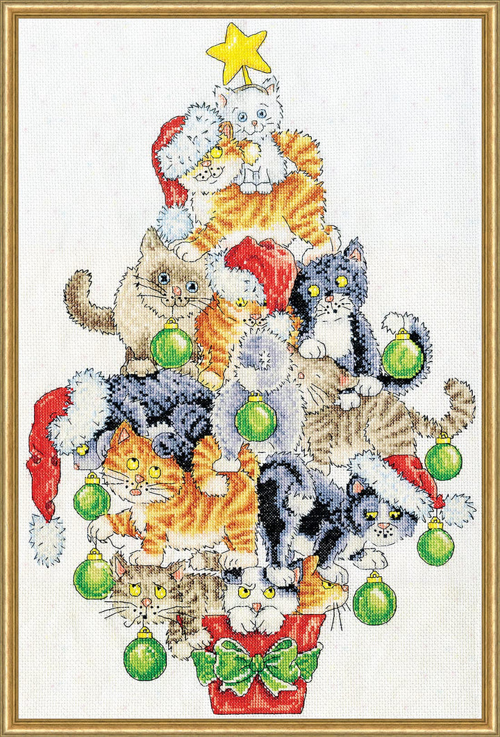Design Works Crafts 3419 Weihnachtsbaum für Katzen Kreuzstich-Set nach Zählmuster