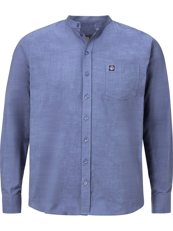 Jan Vanderstorm Herren Stehkragenhemd Kallu 5XL Grosse Grössen Blau, 5XL Grosse Grössen Blau