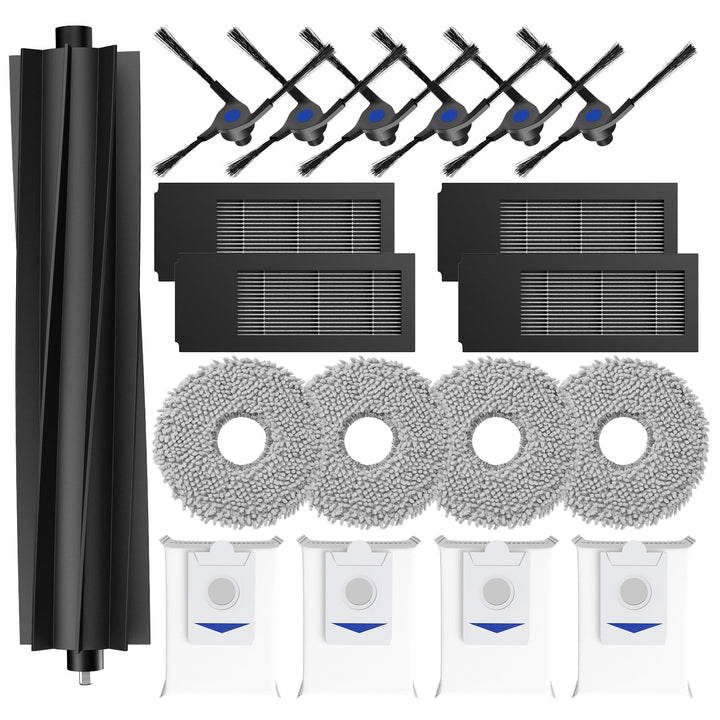 19 Stück Zubehör für Ecovacs Deebot X2 Omni/ X2/ X2 Pro Saugroboter Roboter,1 Hauptbürste, 4 HEPA-Fi