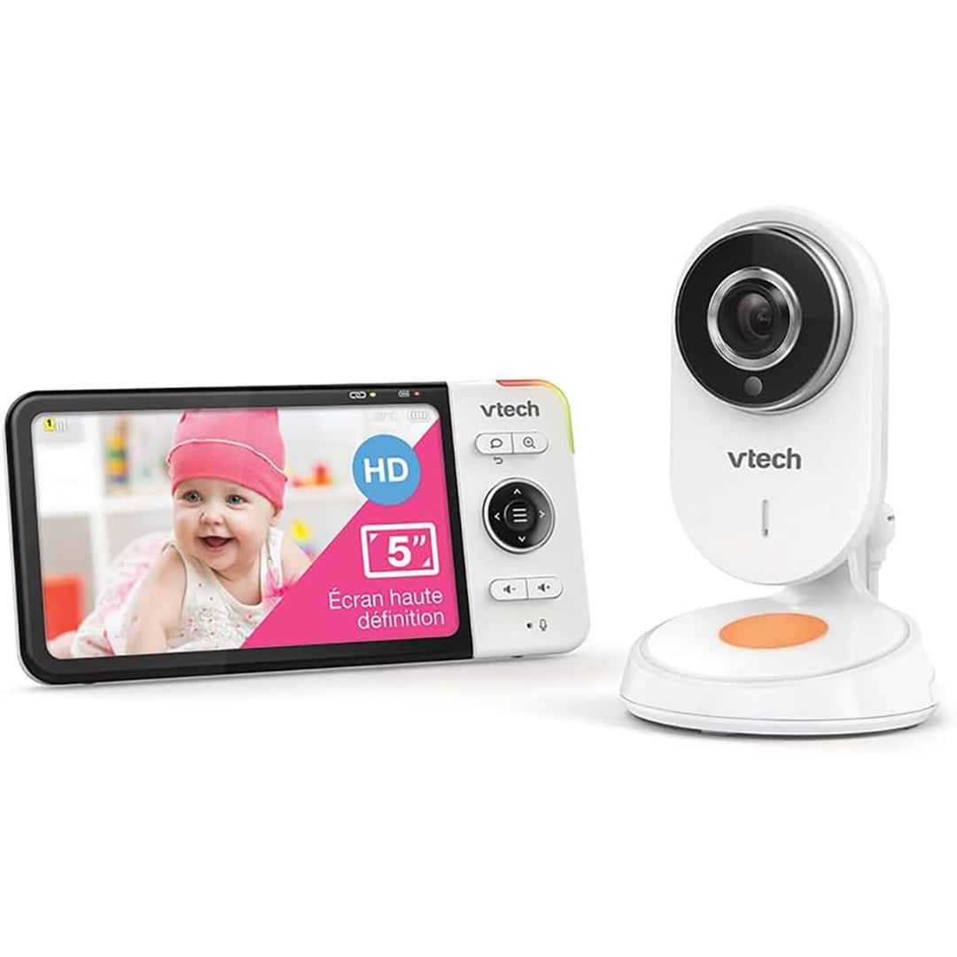 VTech - BM818 – Video-Babyphone Wide View HD – Display 5 Zoll (12,7 cm) Ultra Flach HD – Nachtlicht
