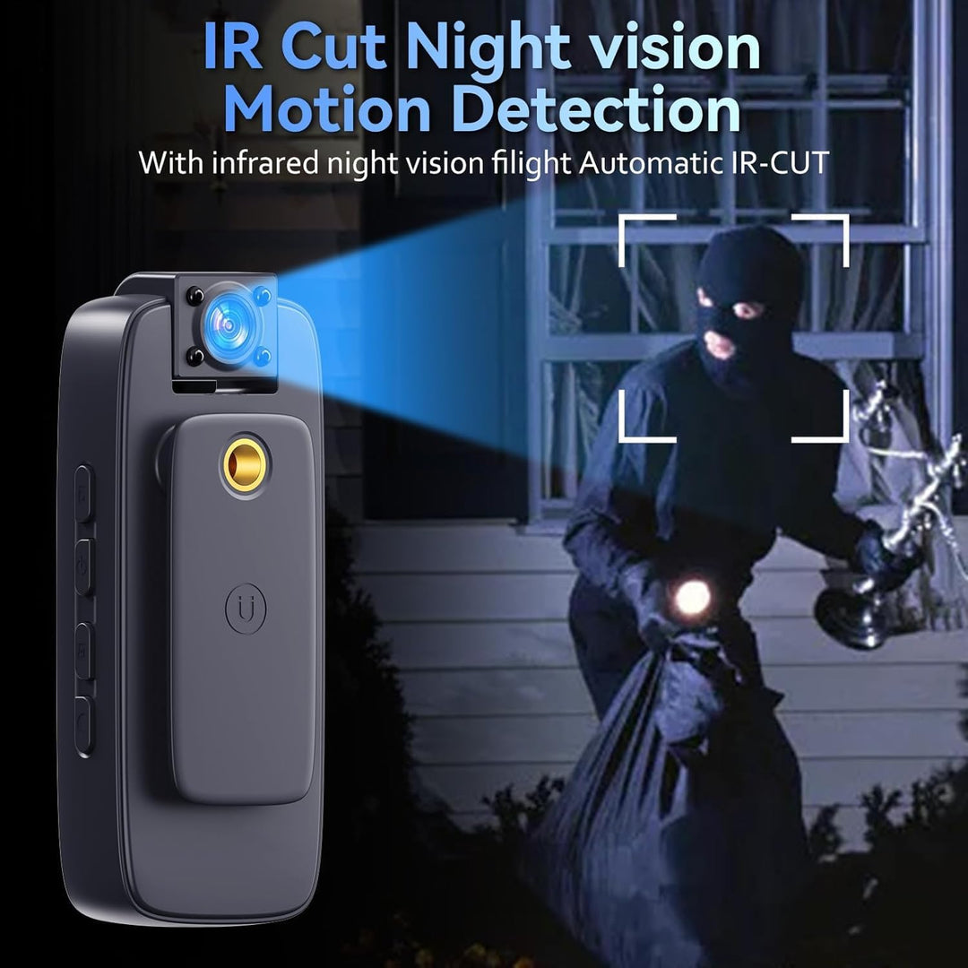 BodyCam 256G IPX7 Wasserdicht mit Nachtsichtfunktion,4K Körperkameras mit 180°Drehbarer Kamera, 180