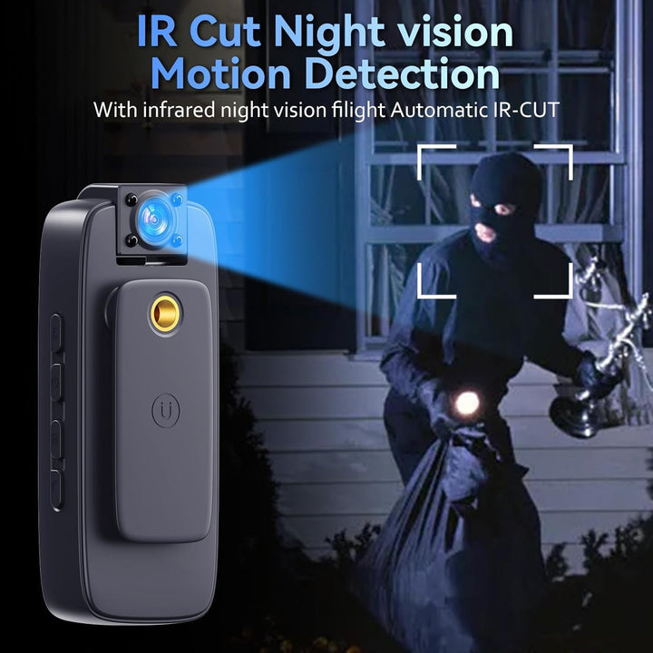 BodyCam 256G IPX7 Wasserdicht mit Nachtsichtfunktion,4K Körperkameras mit 180°Drehbarer Kamera, 180