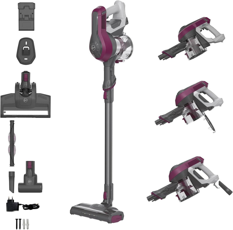 Hoover Akku-Staubsauger ohne Beutel + Tierdüse I bis zu 120 m² mit 1 Akkuladung I Staubsauger kabell