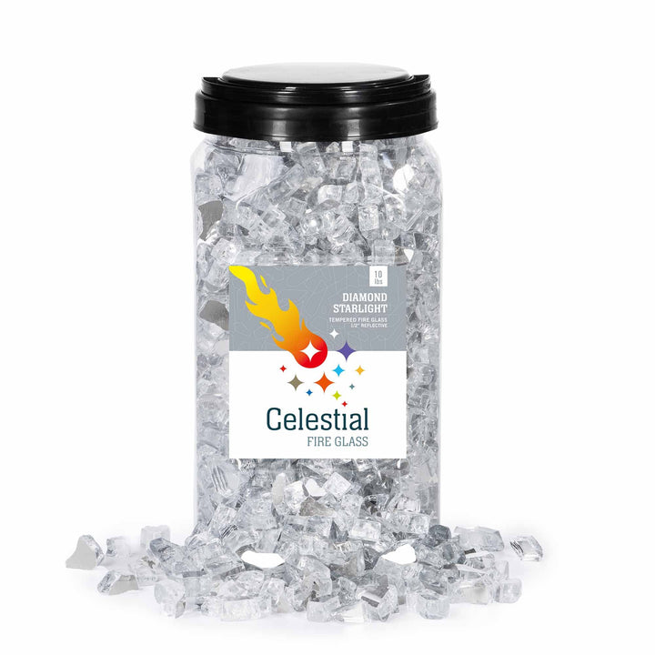 Celestial Fire Glass Hochglänzendes, 1,27 cm reflektierendes gehärtetes Feuerglas in Diamant-Sternli
