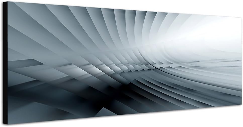 Paul Sinus Art Panoramabild auf Leinwand und Keilrahmen 150x50cm Hintergrund grau abstrakt Formen