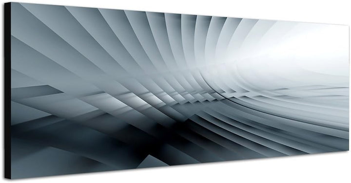 Paul Sinus Art Panoramabild auf Leinwand und Keilrahmen 150x50cm Hintergrund grau abstrakt Formen