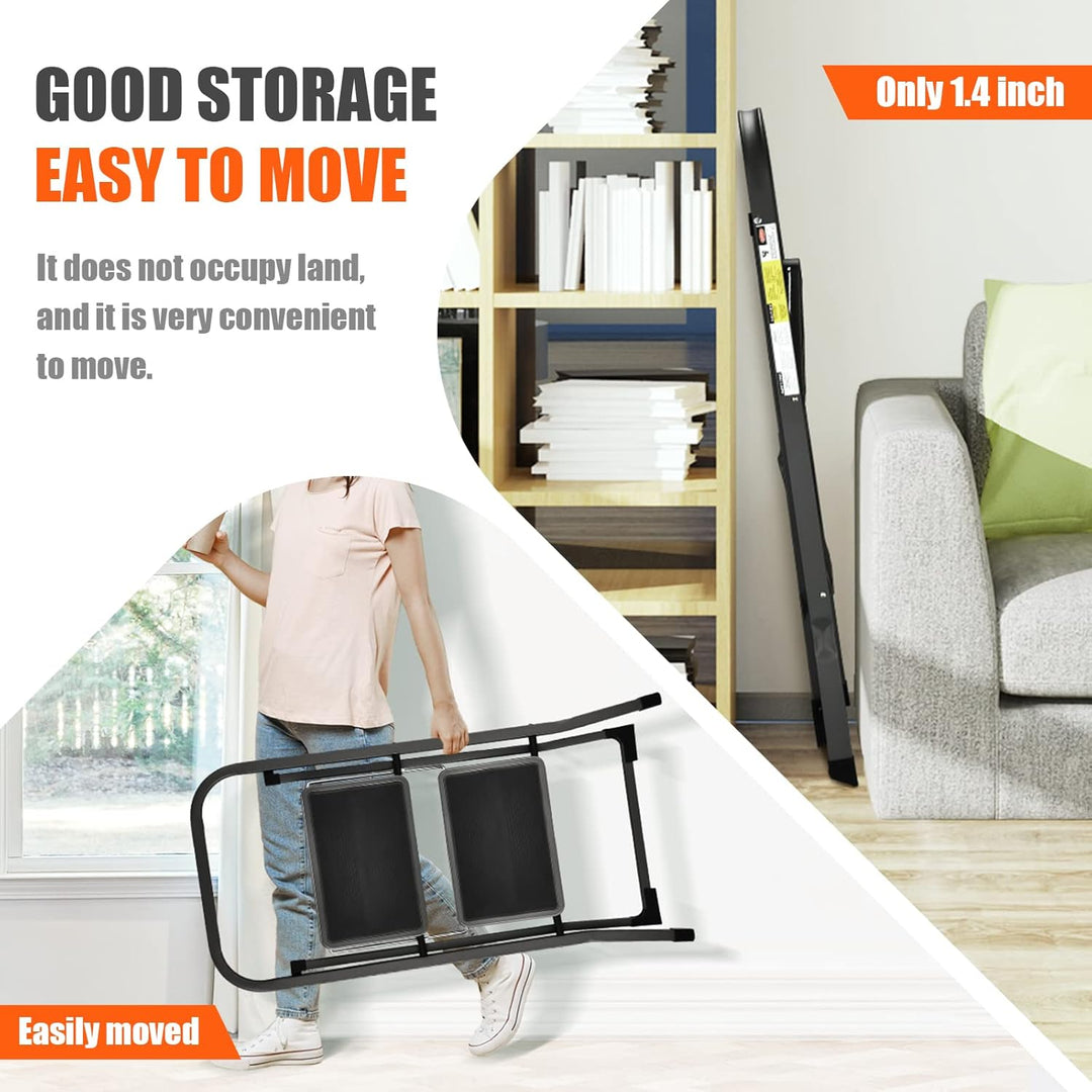 HBTower 2-Stufen-Leiter, Tritthocker mit Anti-Rutsch-Pedal, Tragbare Robuste Trittleiter mit Handläu