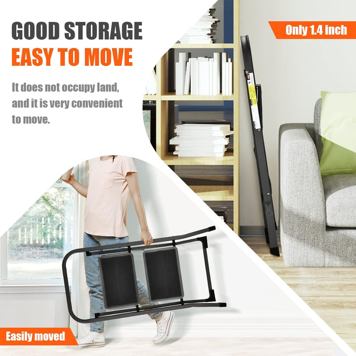 HBTower 2-Stufen-Leiter, Tritthocker mit Anti-Rutsch-Pedal, Tragbare Robuste Trittleiter mit Handläu