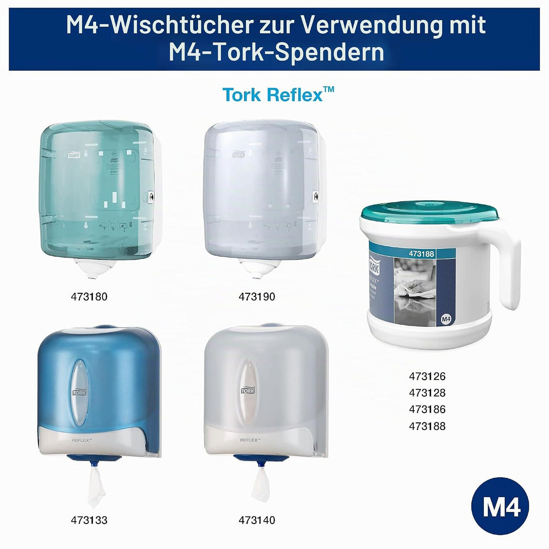 Tork 473480 Reflex Mehrzweck Papierwischtücher für M4 Innenabrollung Reflex System / 1-lagige Putztu