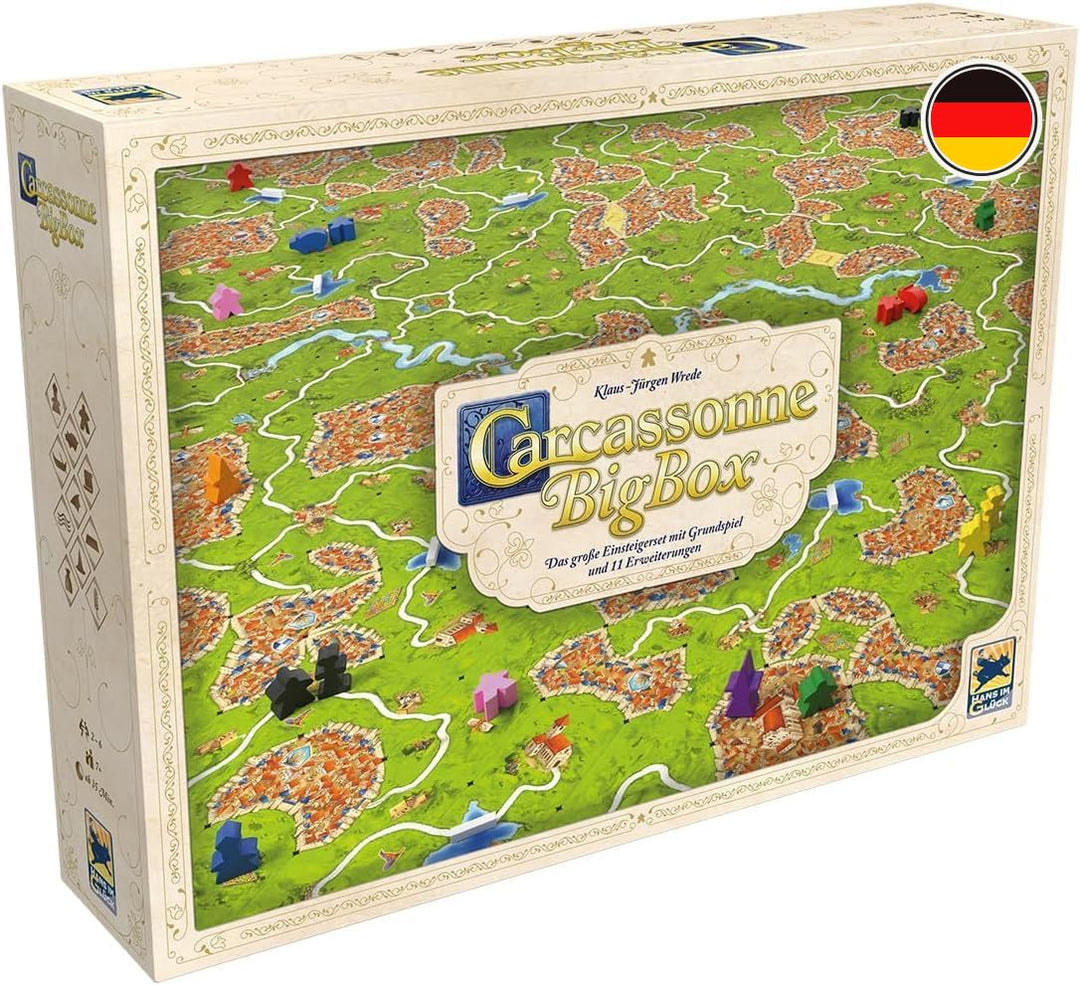 Hans im Glück, Carcassonne BigBox (Auflage 2025), Familienspiel, 2-6 Spieler, 7+ Jahre, 35 Minuten,