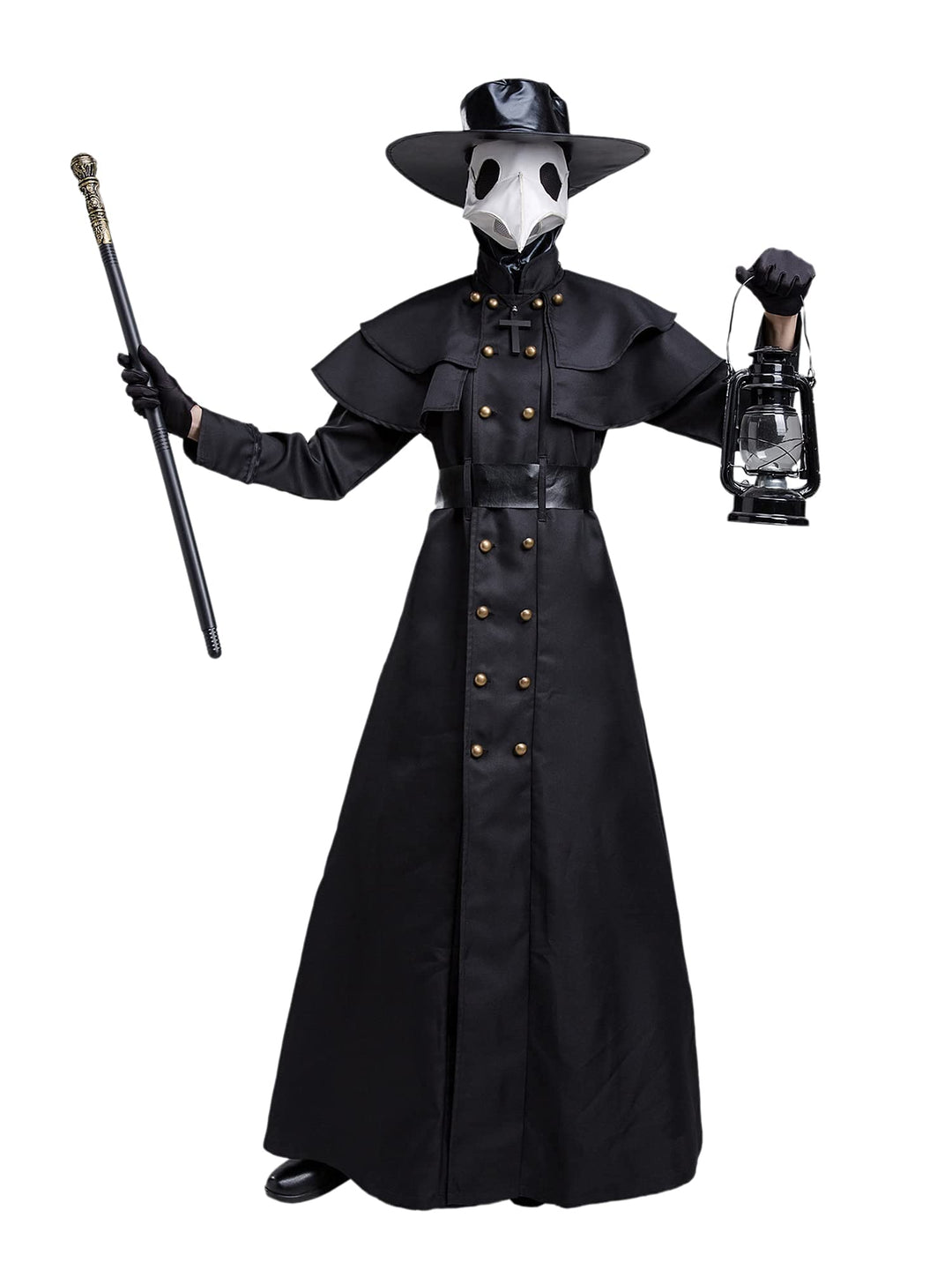 Feynman Herren Mittelalter Steampunk Pest-Doktor Pest Arzt Halloween Kostüm mit Pestdoktor Accessoir