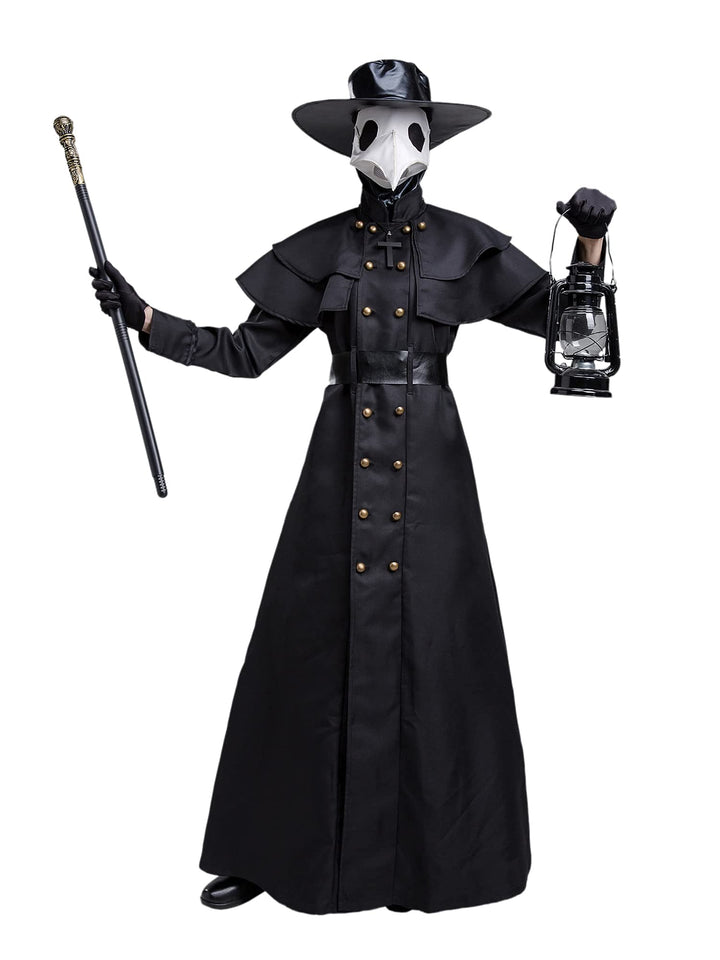 Feynman Herren Mittelalter Steampunk Pest-Doktor Pest Arzt Halloween Kostüm mit Pestdoktor Accessoir